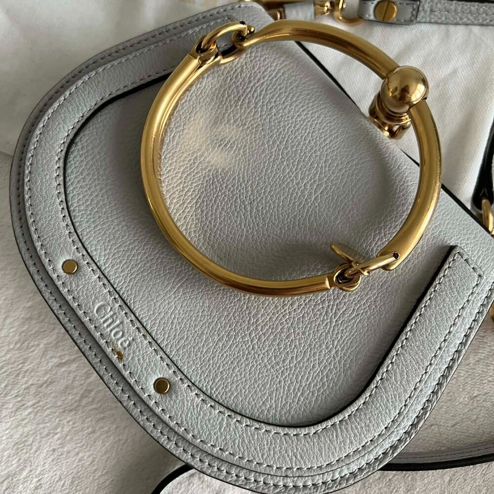 Chloe Airy Grey Leather/Suede Small Nile Bracelet Bag #17E3S1301-HEU